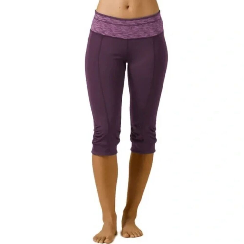 PRANA Purple Alyson Kicker Ruched Crop Leggings Size XS
